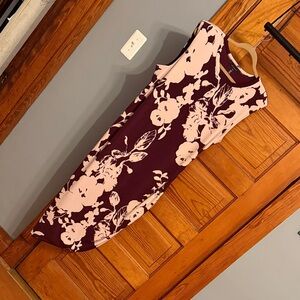 White House Black Market Burgundy and Creamy pink Floral Dress